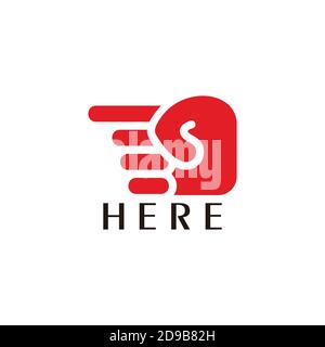 pointing hand left direction here sign symbol vector Stock Vector