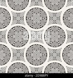 Vector seamless pattern. Modern stylish abstract texture. Repeating geometric circle and star tiles from decorative elements. Stock Vector