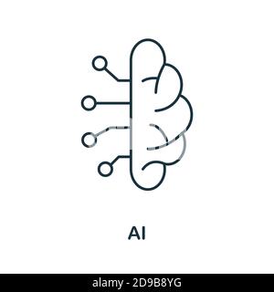 Ai line icon. Simple element from digital disruption collection. Outline Ai icon element Stock Vector