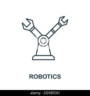 Robotics line icon. Simple element from digital disruption collection. Outline Robotics icon element Stock Vector