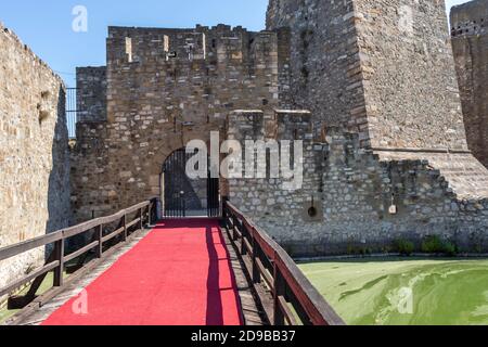 SMEDEREVO, SERBIA - AUGUST 12, 2019: Ruins of Fortress at the coast of the Danube River in town of Smederevo, Serbia Stock Photo