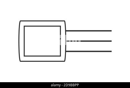 Electronic transistors vector icon in outline style. Transistor symbol illustration isolated Stock Vector