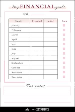 Yearly goals minimalist planner page design Stock Vector Image & Art ...