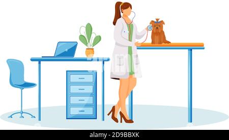 Vet doctor flat color vector faceless character Stock Vector