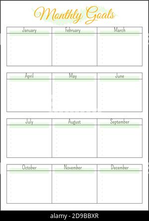 Monthly planner. Timetable for month with goals, to do list and notes. Homework  organizer Stock Vector Image & Art - Alamy