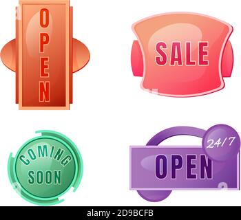 Store vector board sign illustrations set Stock Vector
