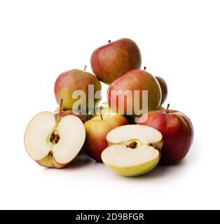 pile of red apples isolated on white background. cross section Stock Photo