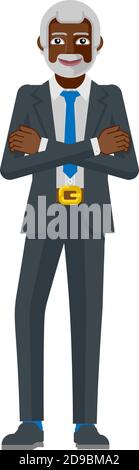 Mature Black Business Man Mascot Concept Stock Vector