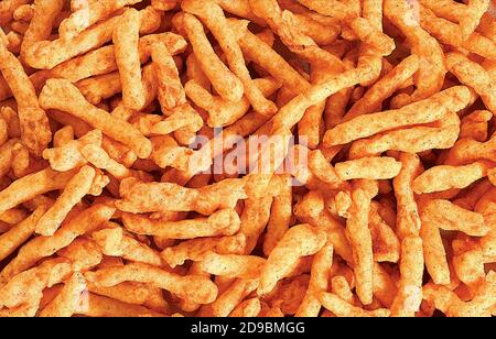 SNACKS STICKS CORN, isolated Image kurkure or namkeen sticks, background image. Stock Photo