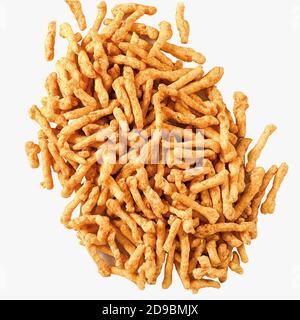 SNACKS STICKS CORN, isolated Image kurkure or namkeen sticks, background image. Stock Photo