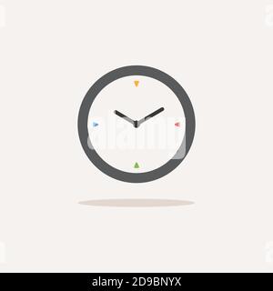 Clock. Color icon with shadow. Weather glyph vector illustration Stock Vector
