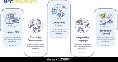 Creative writing elements vector infographic template Stock Vector