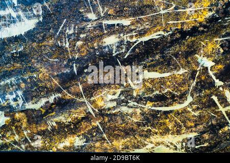 Background of Old Painted Sheet Metal With Rust Painted in. Obsolete, Damage Stock Photo