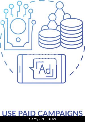 Use paid campaigns concept icon Stock Vector