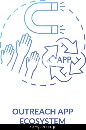 Outreach app ecosystem concept icon Stock Vector