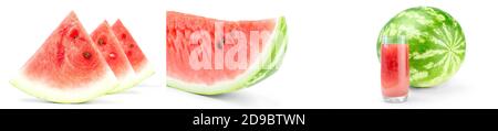 Set of Green watermelon on a isolated white background Stock Photo