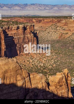 View of canyon walls from Artist's Point, Rim Rock Drive, Colorado National Monument near Grand Junction, Colorado. Stock Photo