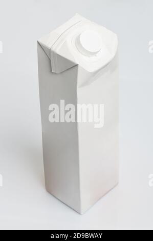 Liter paper box for drinks isolated on white background Stock Photo
