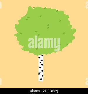 Flat style Birch tree, symbol of Russia. Landmark icon for travelers. a tree with a white trunk and black stripes on it. Vector illustration isolated Stock Vector