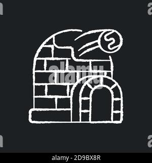 Snow fort chalk white icon on black background Stock Vector
