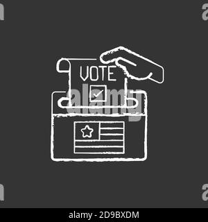 Ballot drop box chalk white icon on black background Stock Vector
