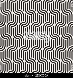 Vector seamless pattern. Interweaving thin lines abstract background. Geometric waved trellis design. Stock Vector