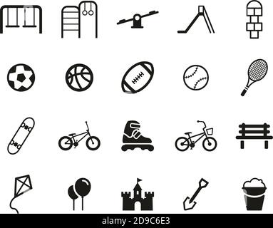 Playground Or Park Icons Black & White Set Big Stock Vector