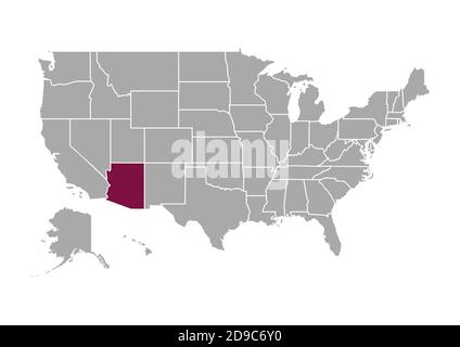 Map of Arizona compared to the other United States of America Stock Photo