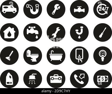 Plumbing Icons Flat Design Circle Stock Vector Image & Art - Alamy