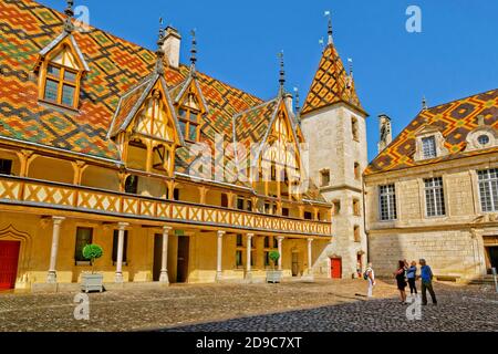 Hospices de Beaune, Hotel Dieu at Beaune, Burgundy region of France. Stock Photo