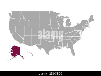 Map of Alaska compared to the other United States of America Stock Photo