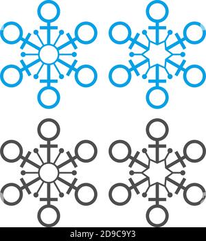 Christmas ornaments shaped like snowflakes icon illustration Stock Vector