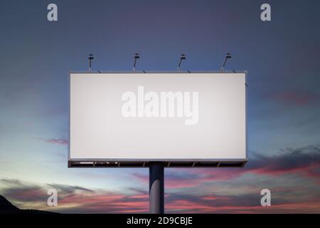 Blank billboard mock up for advertising, at sunset Stock Photo