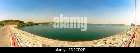 Aerial view of Upper Dam at Ajodhya Hills. Stock Photo