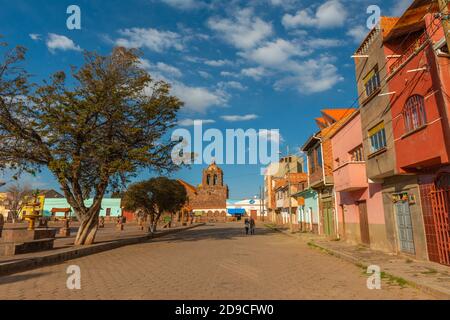 Town of Tiwanaku or Towanacu , Altiplano, Municipality La Paz, Bolivia, Latin Americatree Stock Photo