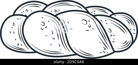 baked challah bread icon sketch isolated on white vector illustration Stock Vector