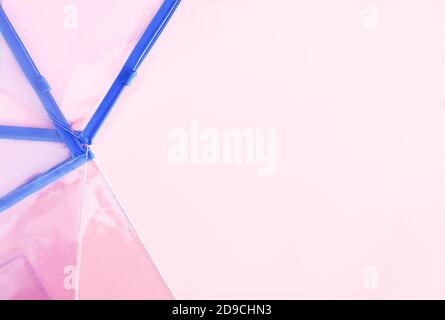 Plastic transparent zipper bags on soft light background Stock Photo