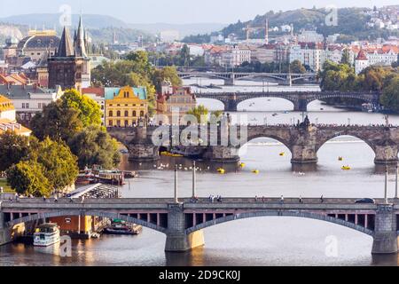 Prague river bridges over Vltava in Prague Stock Photo