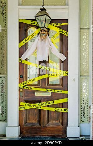 A house on Government Street is decorated for Halloween, Oct. 31, 2020, in Mobile, Alabama. Stock Photo