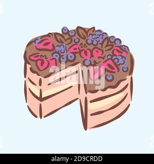 Birthday wedding tasty delicious dessert cake illustration Stock Vector
