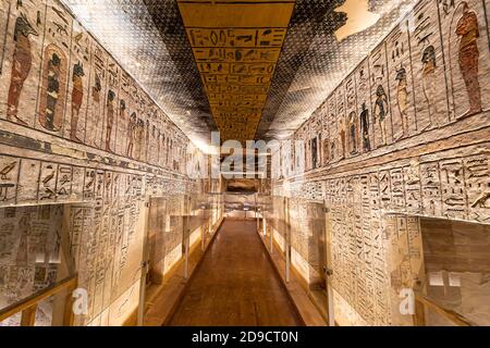 Luxor, Egypt - September 11, 2018: Tomb KV11 is the tomb of Ancient Egyptian Pharaoh Ramesses III. Located in the main valley of the Valley of the Kin Stock Photo