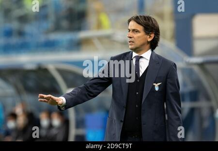 SAINT PETERSBURG, RUSSIA - NOVEMBER 04: SS Lazio head coach Simone Inzaghi during the UEFA Champions League Group F stage match between Zenit St. Petersburg and SS Lazio at Gazprom Arena on November 4, 2020 in Saint Petersburg, Russia. (Photo by MB Media) Stock Photo