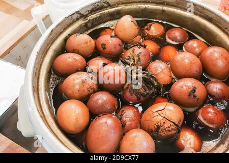 Chinese tea herbal eggs beneficial for general health Stock Photo