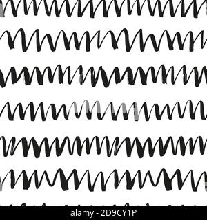 Seamless black and white zig zag vector pattern. Stock Vector