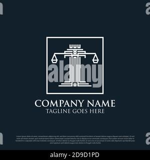 Professional monogram justice legal design logo vector illustrations, can use for your trademark, branding identity or commercial brand Stock Vector