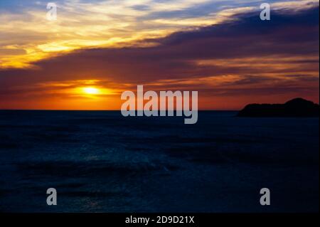 sunset over the Caribbean sea Stock Photo