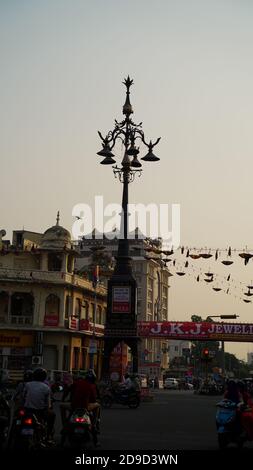 Jaipur, Rajasthan, India -Nov 2020: Panch Batti Circle in Jaipur, Rajasthan, in India, known as the Pink City, is a major tourist destination in India Stock Photo