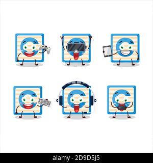 Toy block C cartoon character are playing games with various cute emoticons Stock Vector