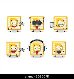Toy block D cartoon character are playing games with various cute emoticons Stock Vector
