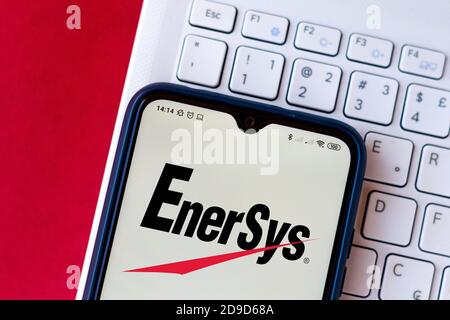 Brazil. 4th July, 2020. In this photo illustration the EnerSys logo seen displayed on a smartphone. Credit: Rafael Henrique/SOPA Images/ZUMA Wire/Alamy Live News Stock Photo